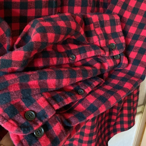 Lands' End Red & black plaid 100% cotton flannel shirt, men’s size XL - Picture 4 of 9